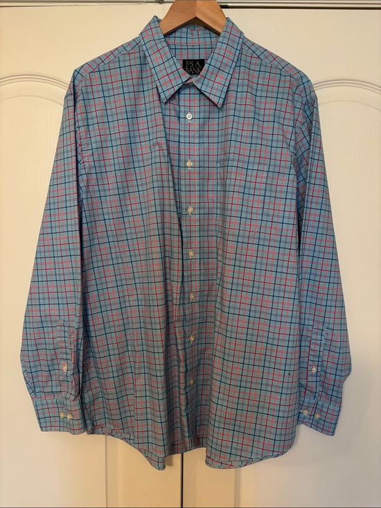 Jos. A. Bank Other - Jos A Bank Executive Collection Dress Shirt Mens Size X-Large Blue Check Pocket